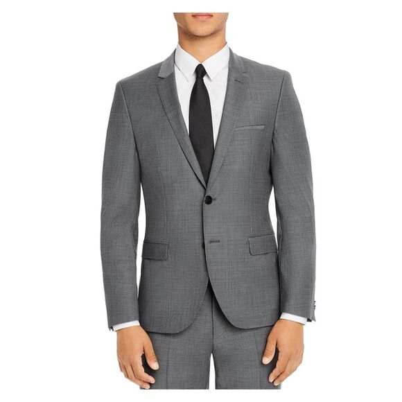 HUGO BOSS Mens Gray Single Breasted Stretch Suit Separate Blazer Jacket 38R